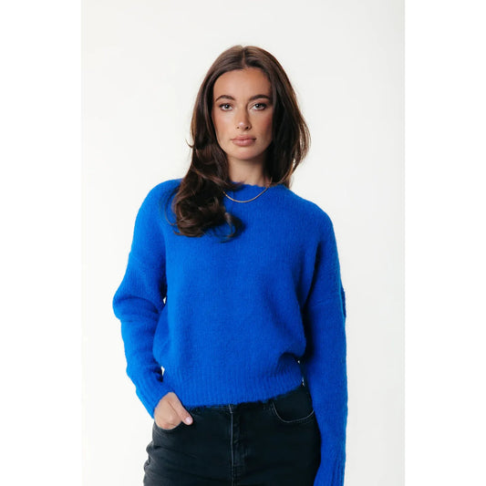 Colourful Rebel Olivia Crewneck Knitted Sweater - deep blue