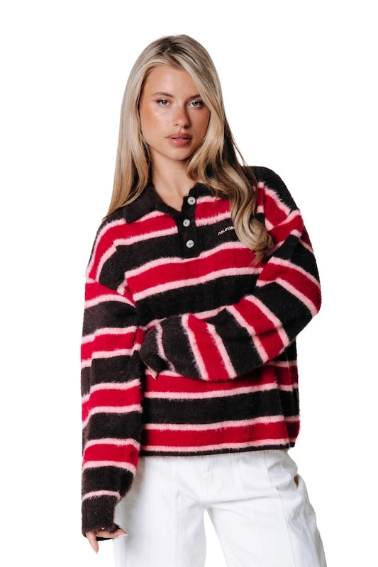Colourful Rebel Gestreiftes Strick-Poloshirt