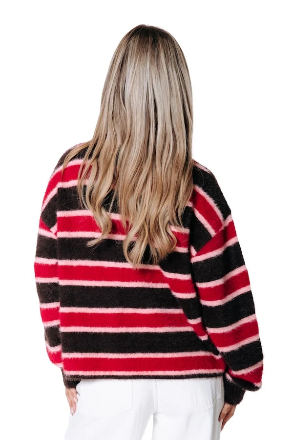Colourful Rebel Gestreiftes Strick-Poloshirt