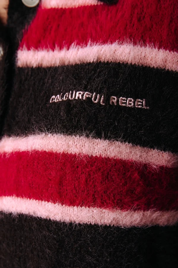 Colourful Rebel Gestreiftes Strick-Poloshirt