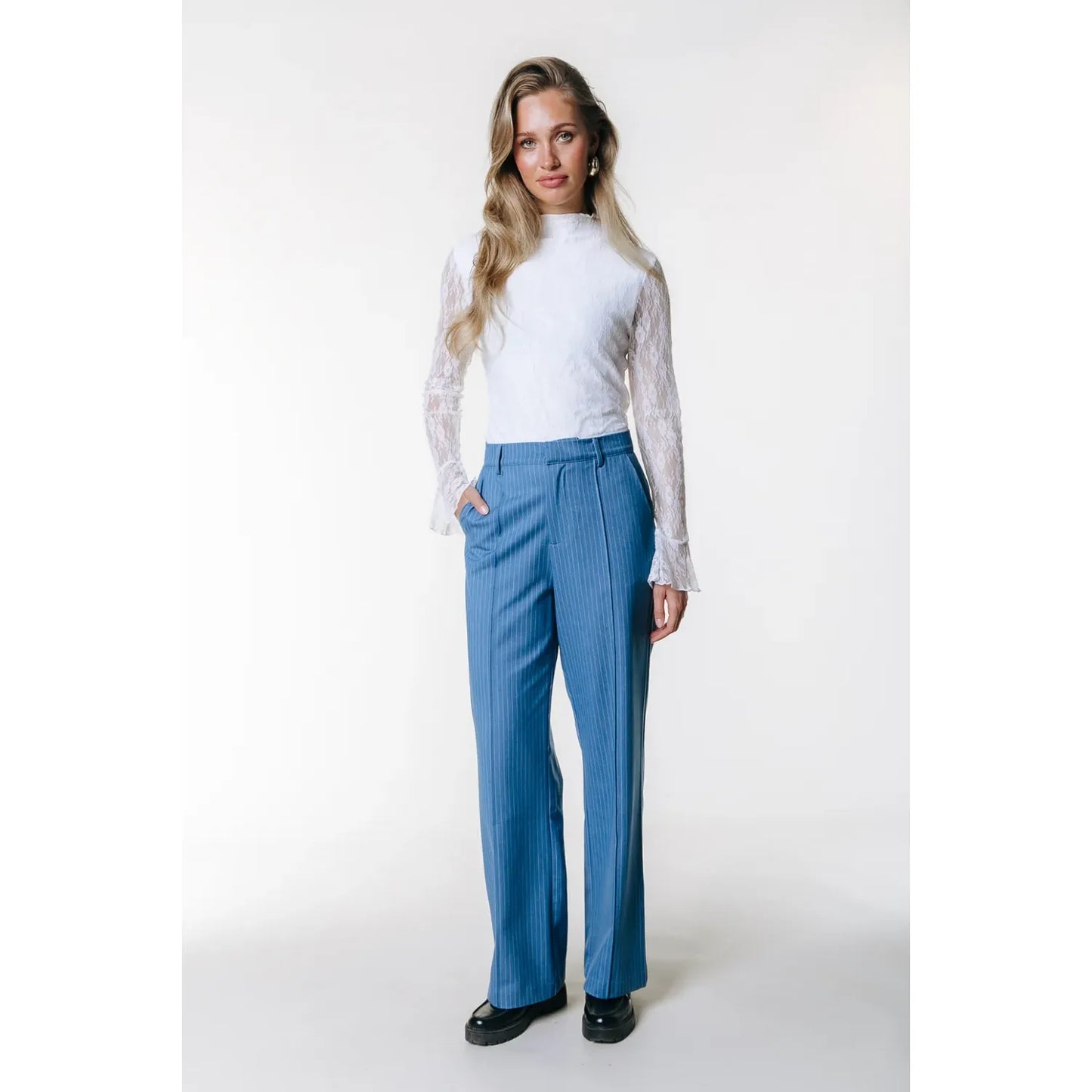 Colourful Rebel Rus Nadelstreifen-Melange-Hose - grey blue