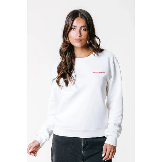 Colourful Rebel Flower Relaxed Sweater - off white