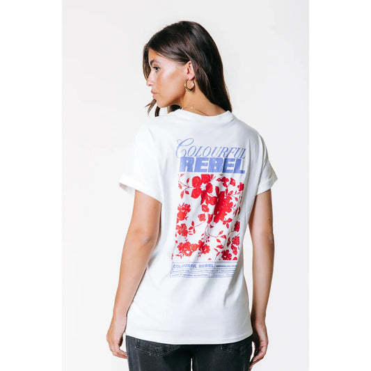 Colourful Rebel Flower Boxy T-Shirt - Standard white