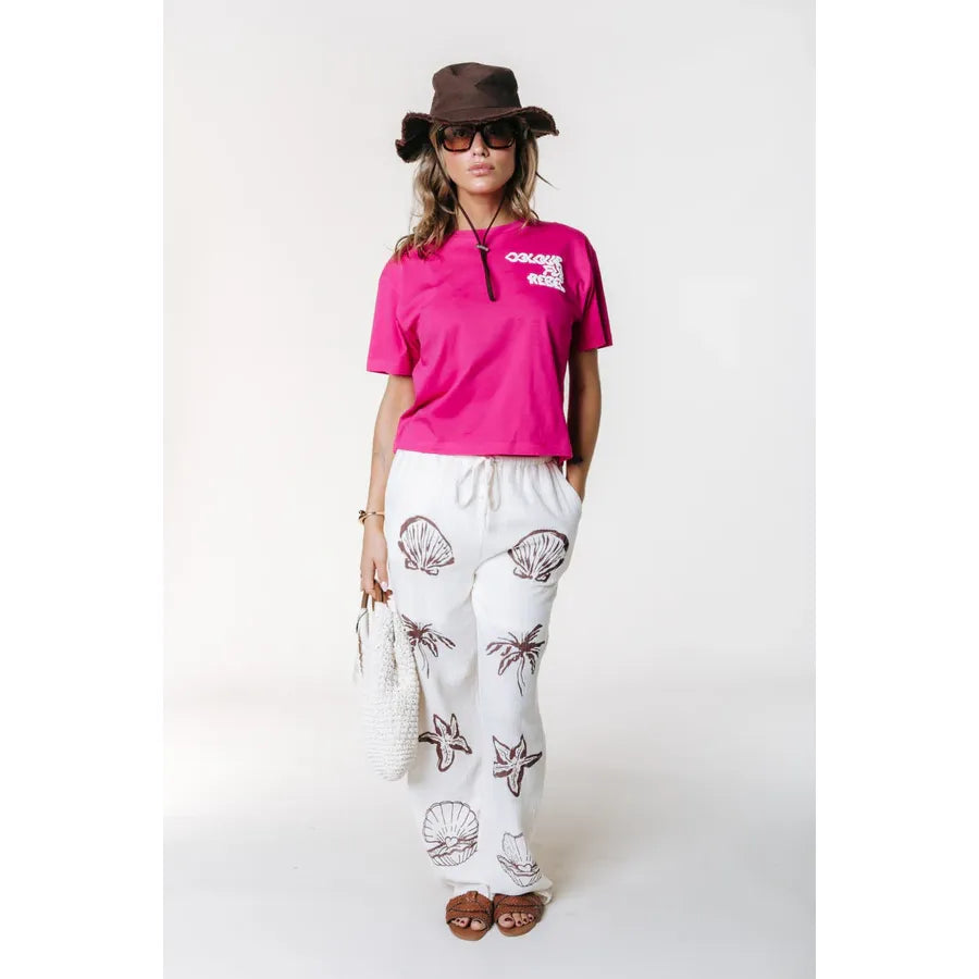 Colourful Rebel Puff Logo Cropped T-Shirt - dark fuchsia