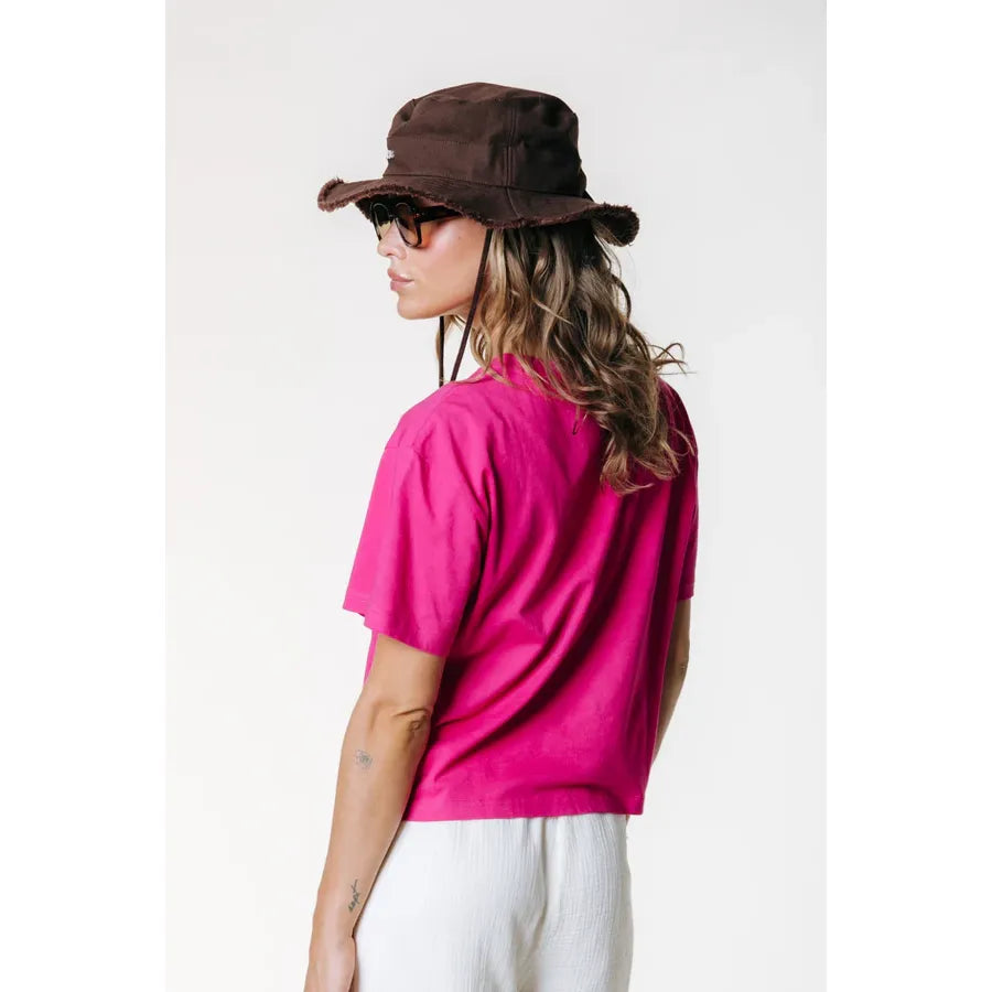 Colourful Rebel Puff Logo Cropped T-Shirt - dark fuchsia