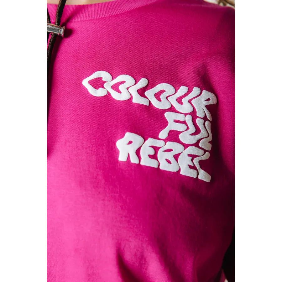 Colourful Rebel Puff Logo Cropped T-Shirt - dark fuchsia