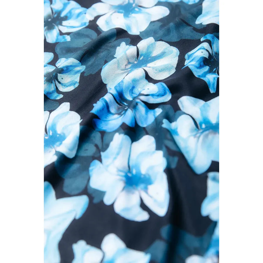 Colourful Rebel Neyo Flower Mesh Turtleneck Shirt - blue