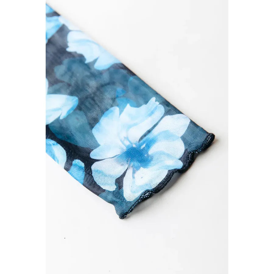 Colourful Rebel Neyo Flower Mesh Turtleneck Shirt - blue