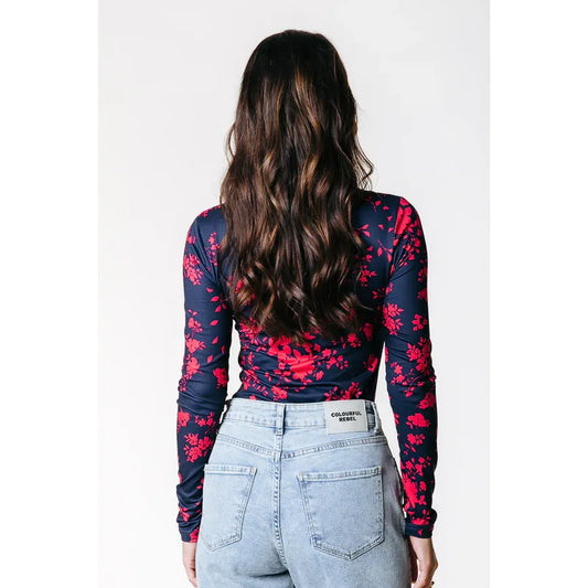 Colourful Rebel Neyo Flower Peached Top - warm red