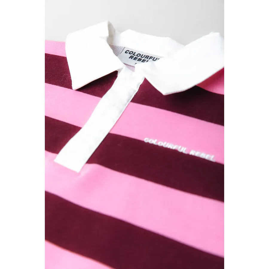 Colourful Rebel Skyler Gestreiftes Boyfriend-Polo - merlot red
