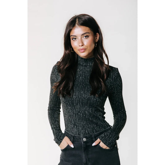 Colourful Rebel Jewel Lurex Struktur-Shirt - black