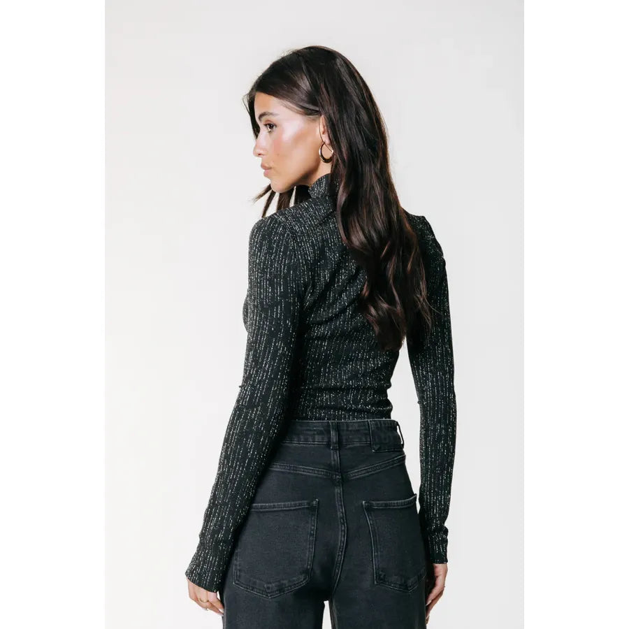 Colourful Rebel Jewel Lurex Struktur-Shirt - black