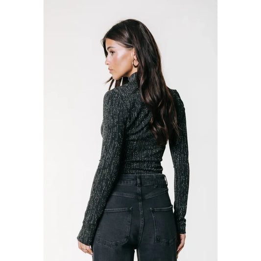 Colourful Rebel Jewel Lurex Struktur-Shirt - black