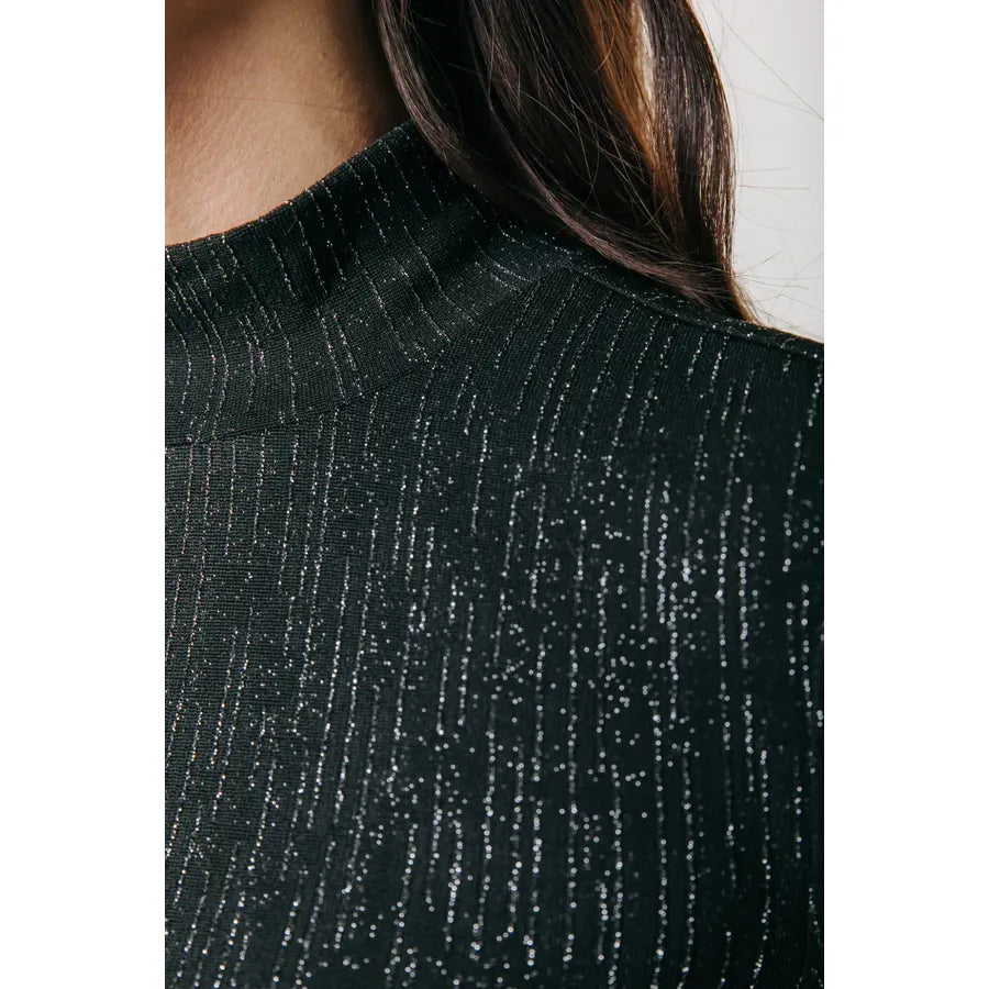 Colourful Rebel Jewel Lurex Struktur-Shirt - black