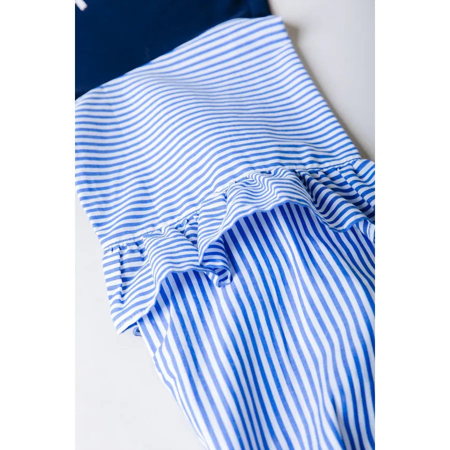 Colourful Rebel Yaz Kontrastärmel-Top - dunkelblau