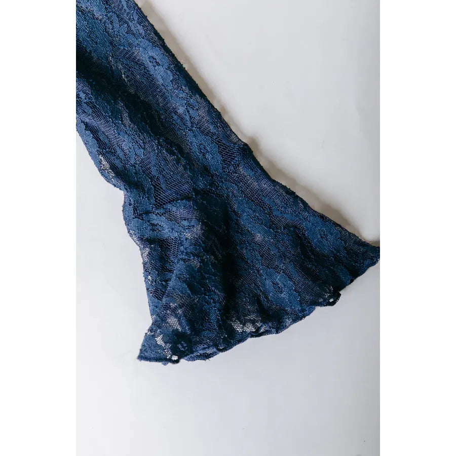 Colourful Rebel Nena Lace High Neck Top - navy