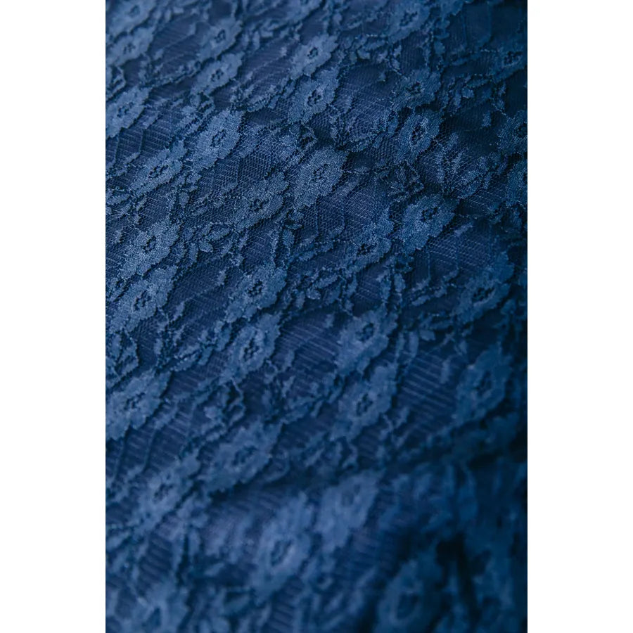 Colourful Rebel Nena Lace High Neck Top - navy