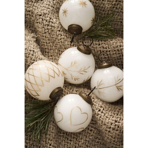 Ib Laursen Weihnachtskugel weiß mit goldfarbener Eingravierung - XXXX