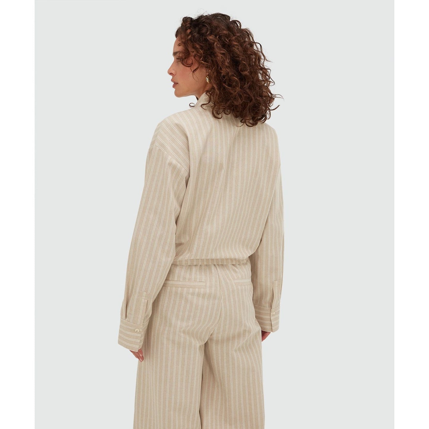 JOSH V BANKS Relaxed Cropped Bluse - stone stripe