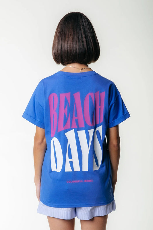 Colourful Rebel Beach Days Boxy T-Shirt -medium denim blue-