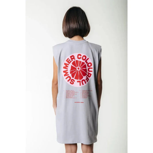 Colourful Rebel Summer Padded Kleid "Summer Colourful" -light grey