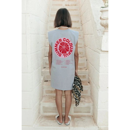Colourful Rebel Summer Padded Kleid "Summer Colourful" -light grey