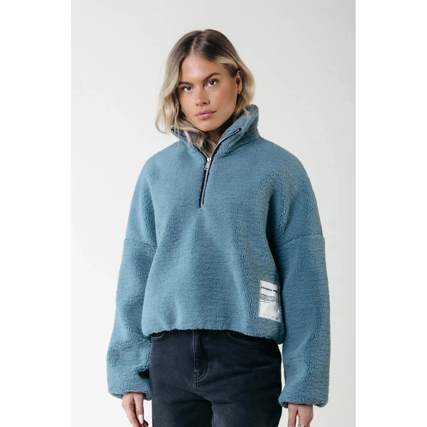 Colourful Rebel Jills Teddy Zip Sweater - blue