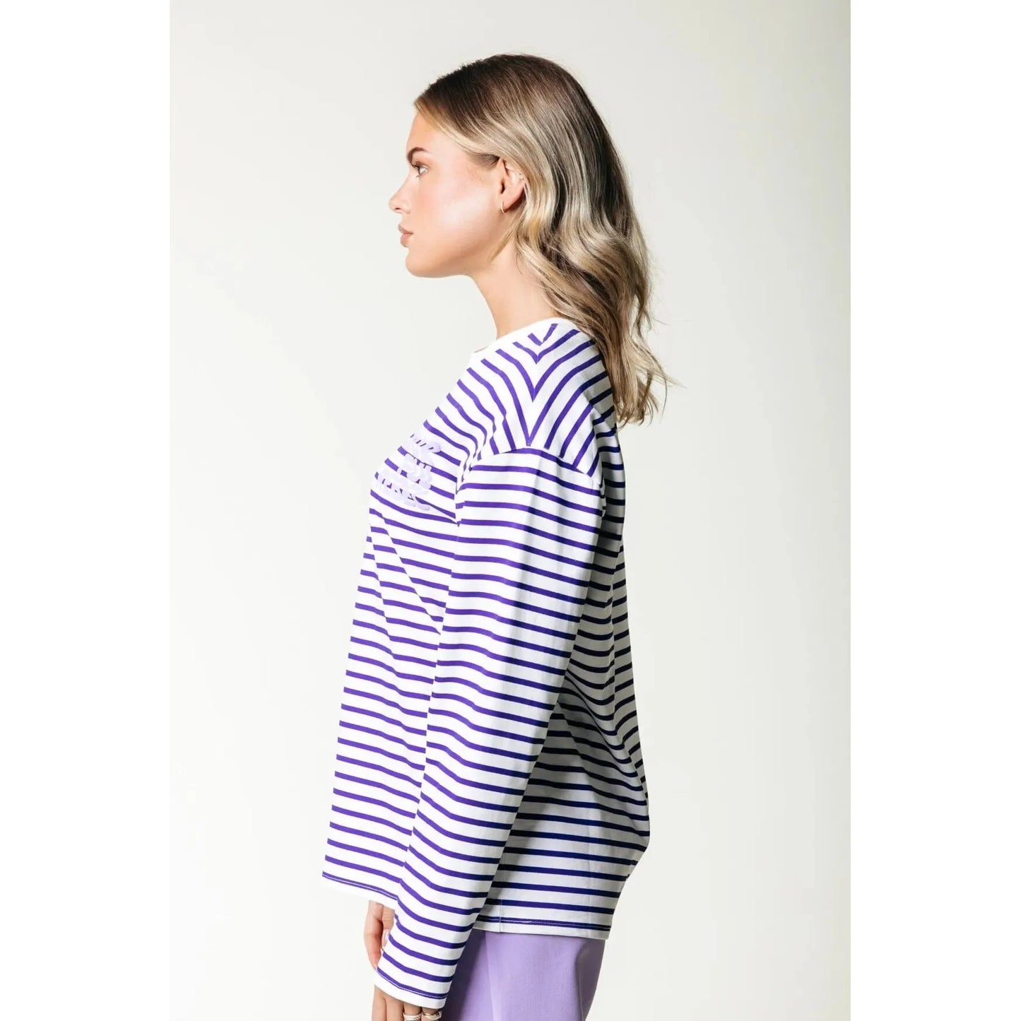 Colourful Rebel Logo Wave Stripe Longsleeve Shirt -lila-