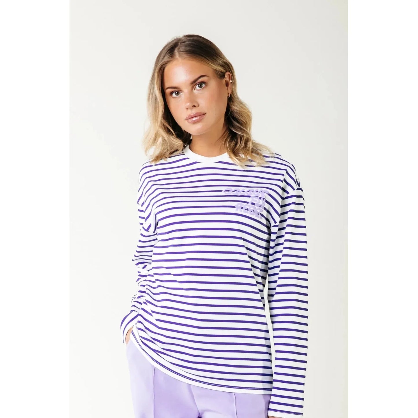 Colourful Rebel Logo Wave Stripe Longsleeve Shirt -lila-