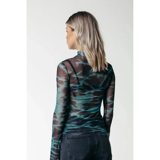 Colourful Rebel Neyo Animal Mesh Turtleneck Shirt - storm green