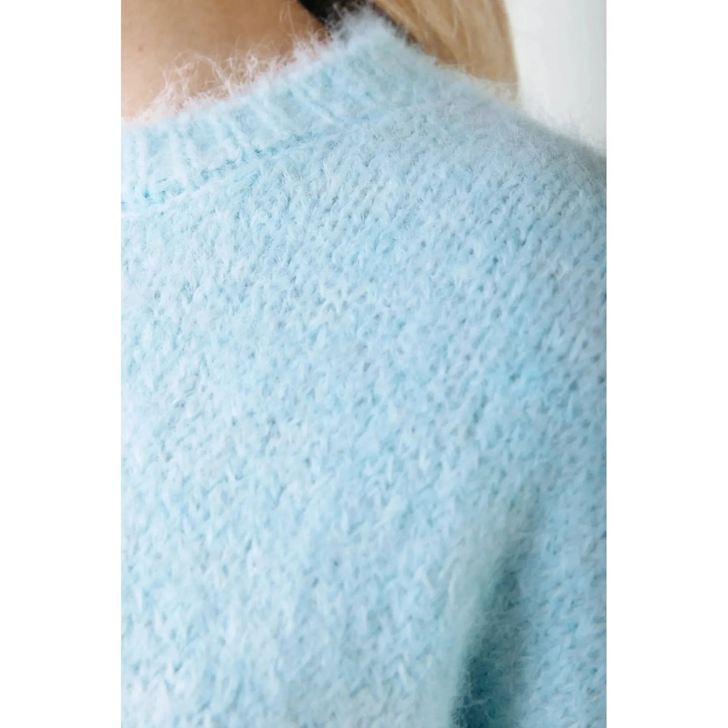 Colourful Rebel Olivia Crewneck Knitted Sweater - light baby blue