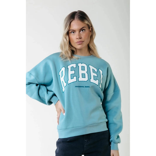 Colourful Rebel Dropped Shoulder Sweater - mineral blue