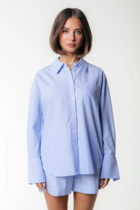 Colourful Rebel Talia gestrefite Bluse -light baby blue-