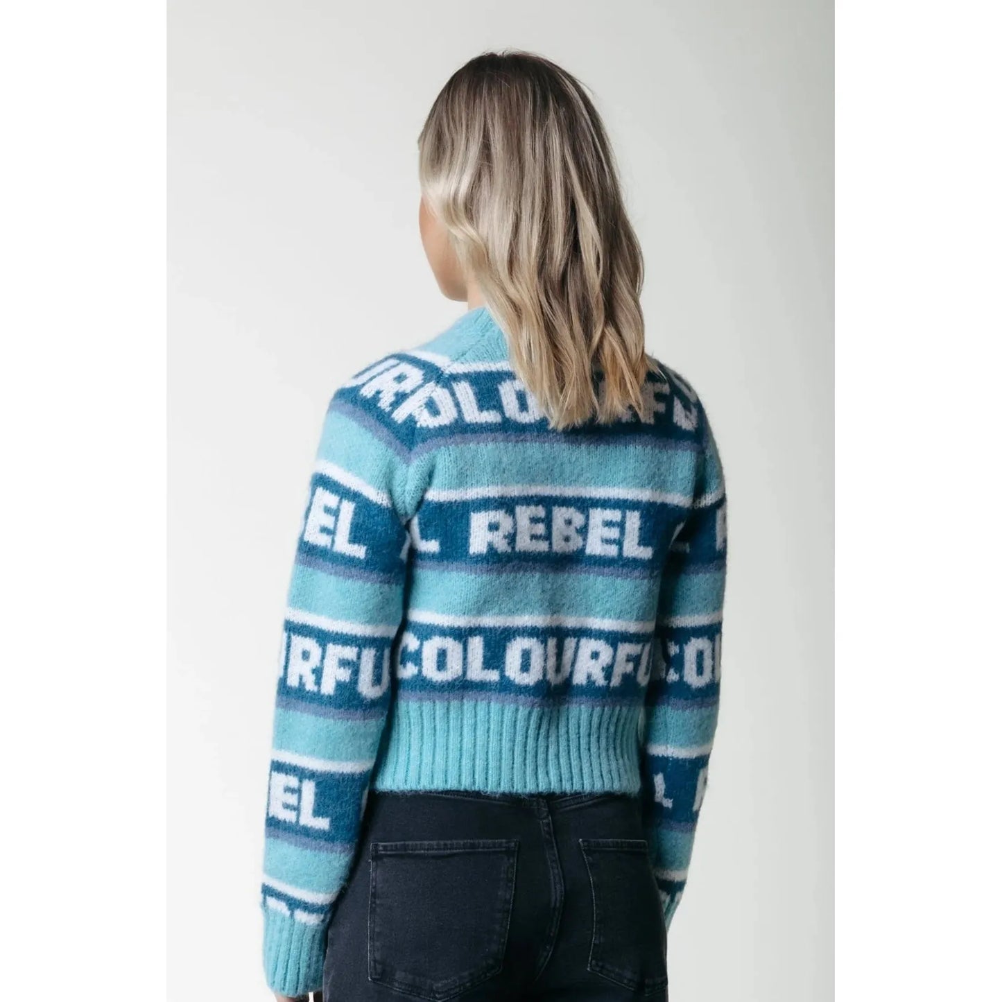 Colourful Rebel Ximenia Intarsia Knitted Sweater - blue