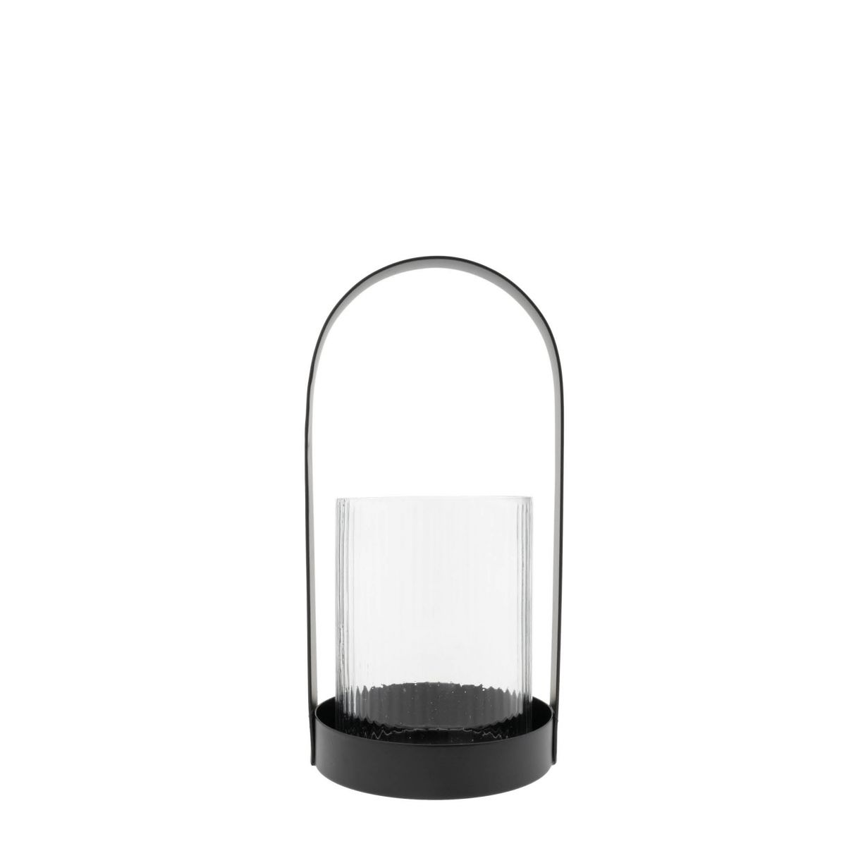 Bastion Collections Laterne medium -ribbed Glas- black