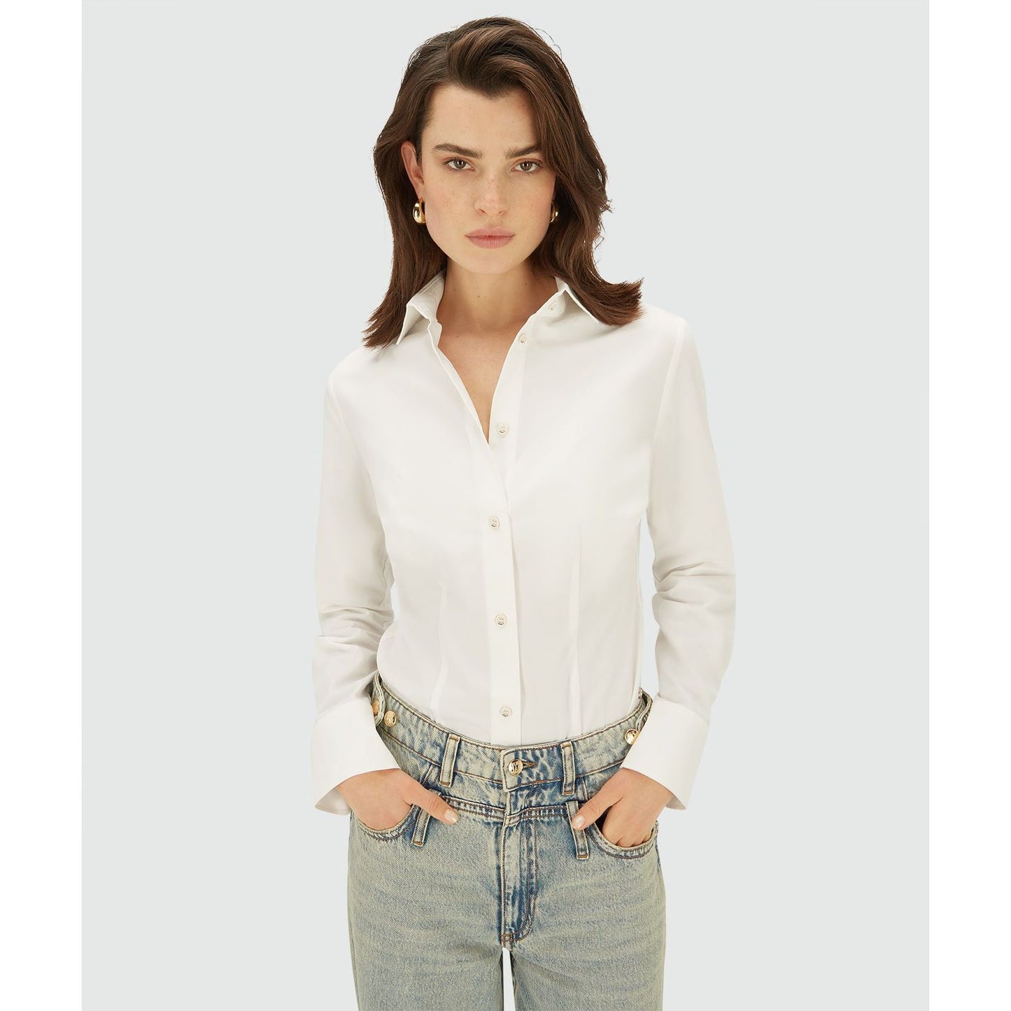 JOSH V eng anliegende Body-Bluse - off white