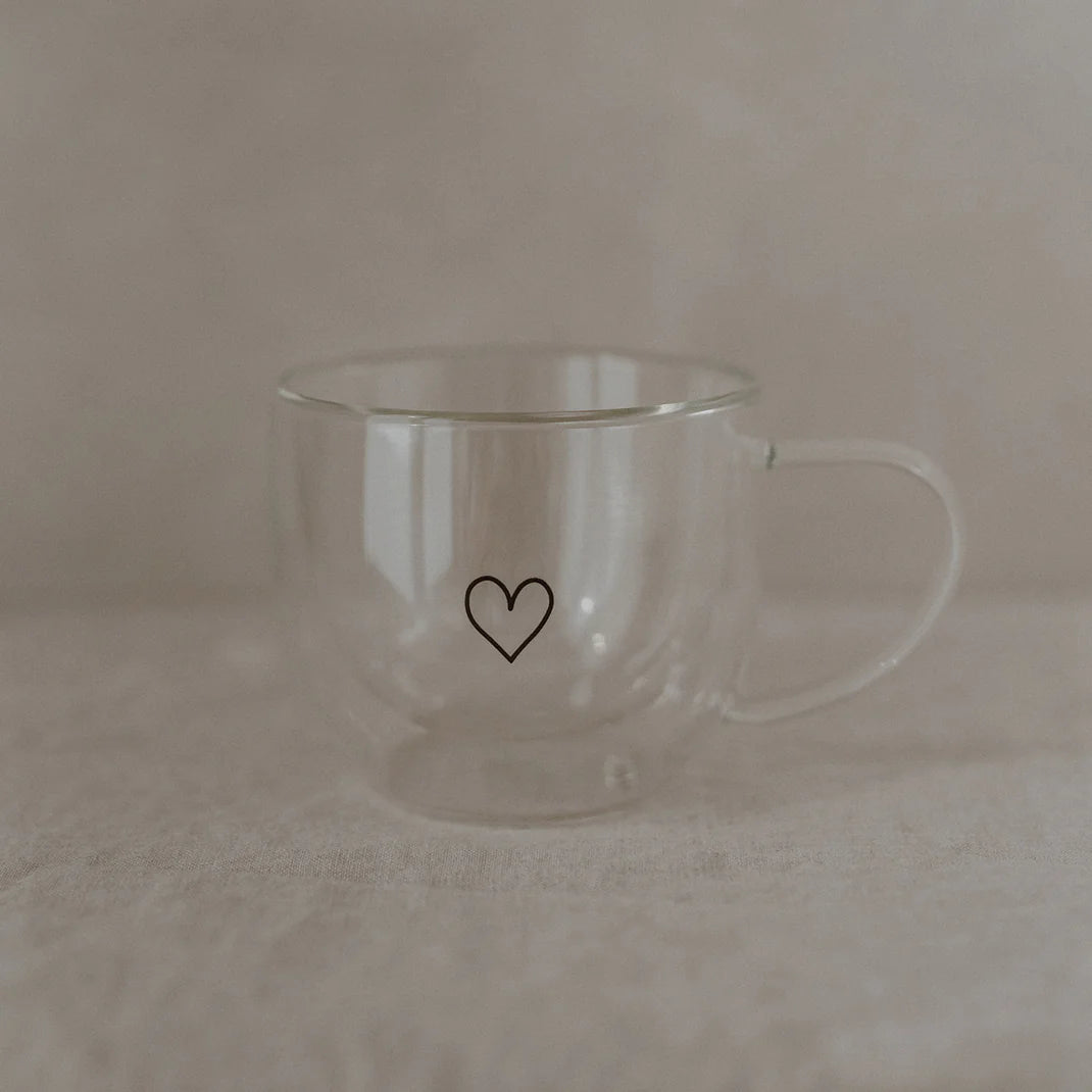 Eulenschnitt Doppelwandige Glastasse Herz - 250ml