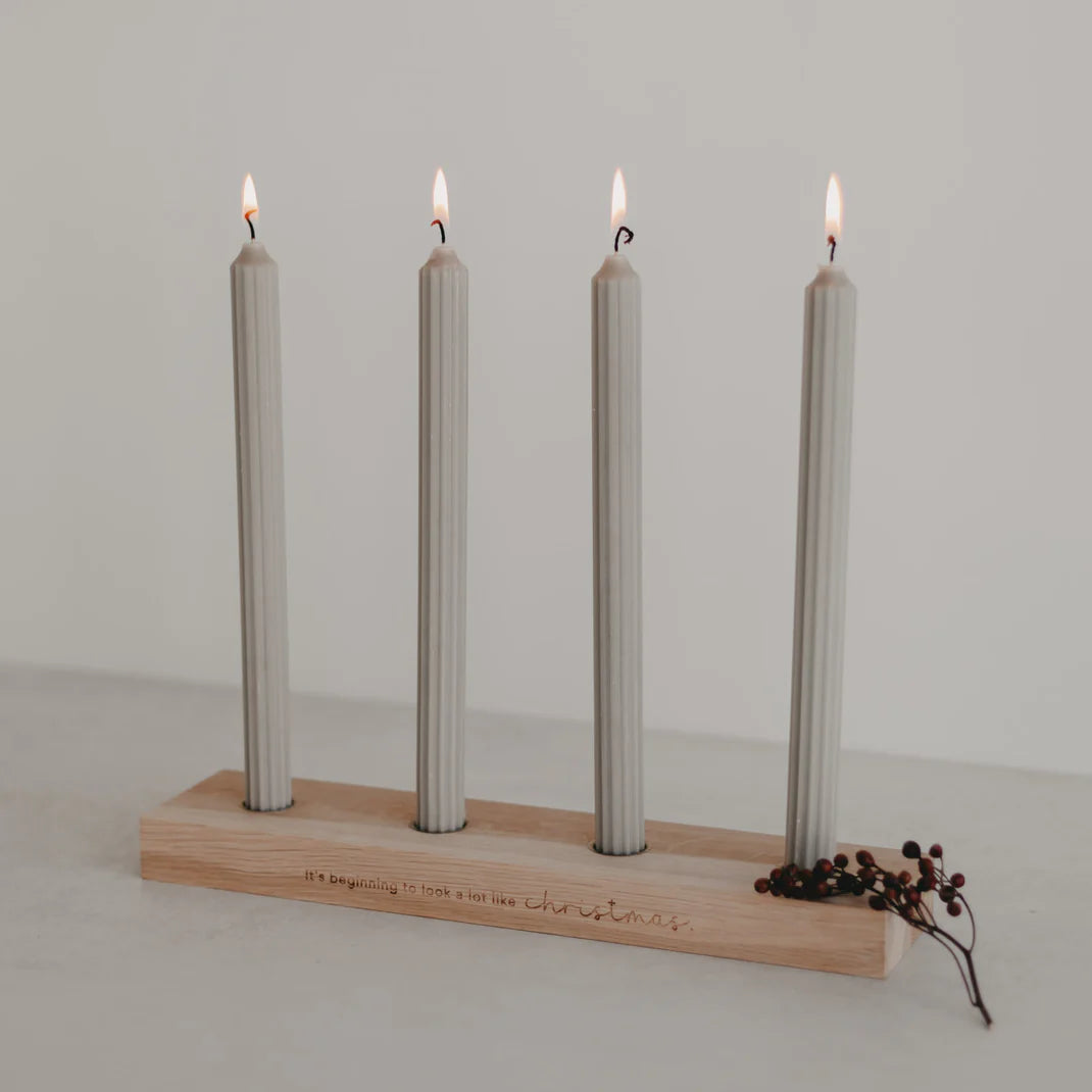 Eulenschnitt Adventskerzenbrett aus Eiche - Christmas