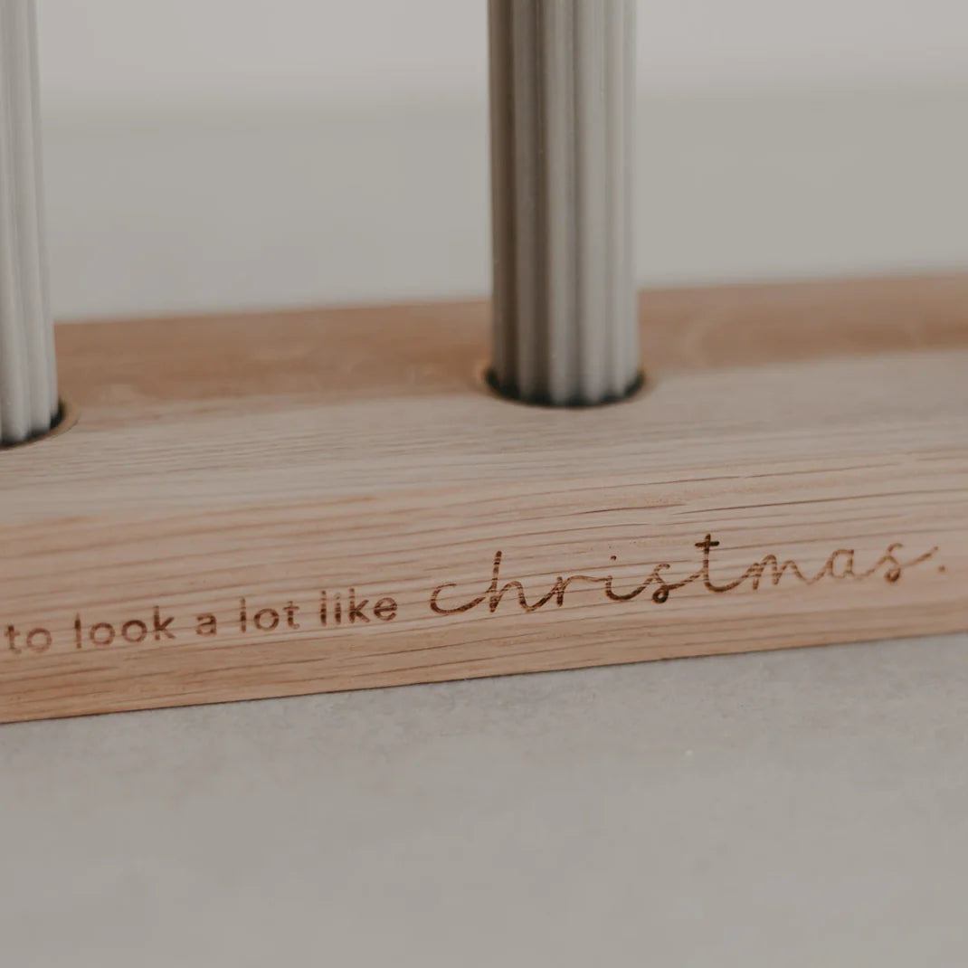 Eulenschnitt Adventskerzenbrett aus Eiche - Christmas