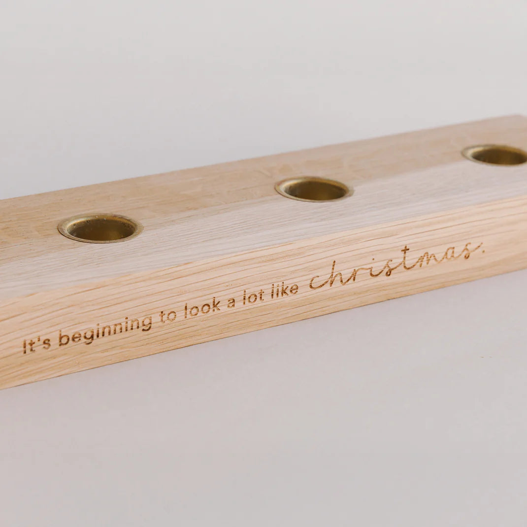 Eulenschnitt Adventskerzenbrett aus Eiche - Christmas