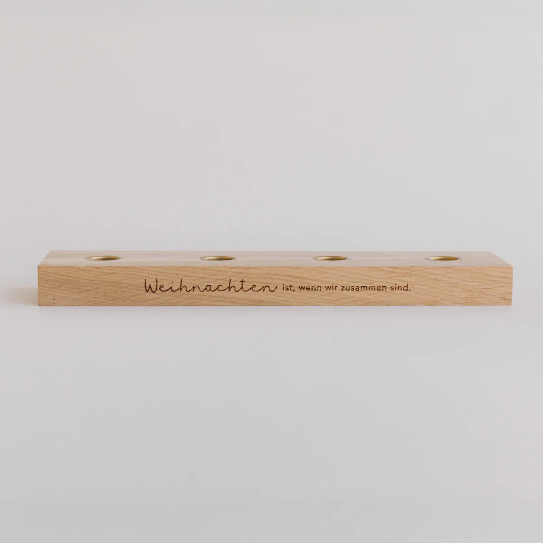 Eulenschnitt Adventskerzenbrett aus Eiche - Weihnachten