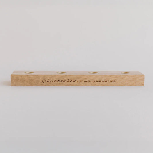 Eulenschnitt Adventskerzenbrett aus Eiche - Weihnachten