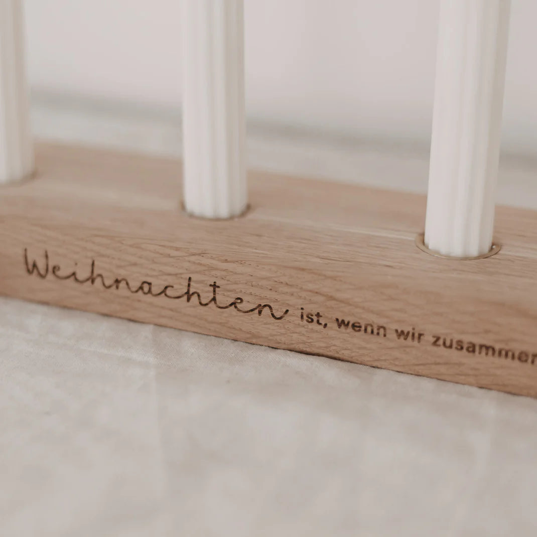 Eulenschnitt Adventskerzenbrett aus Eiche - Weihnachten