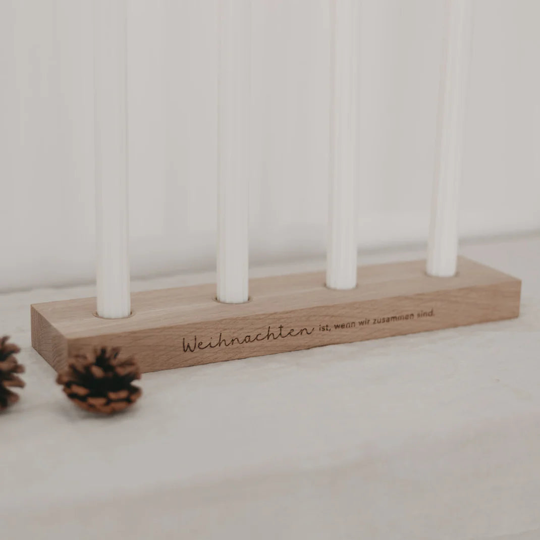 Eulenschnitt Adventskerzenbrett aus Eiche - Weihnachten
