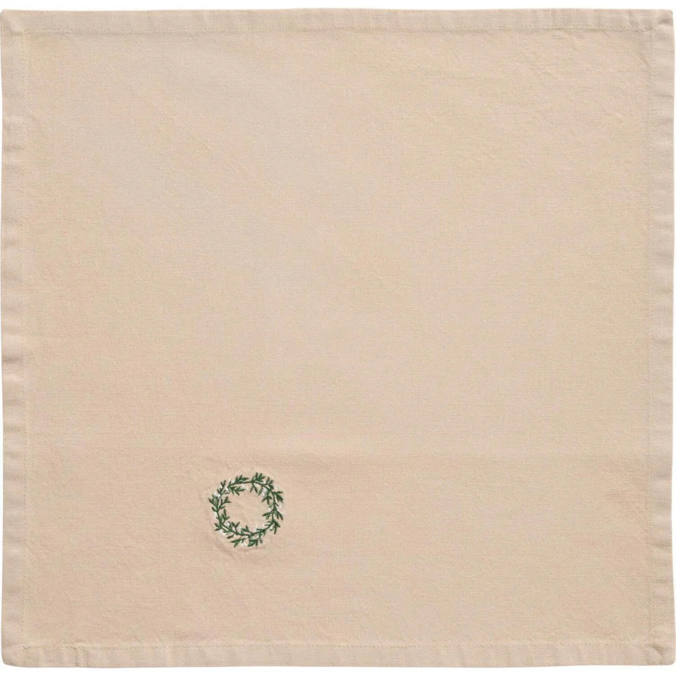 Ib Laursen Stoffserviette Tradition mit Kranz - leinenfarbig