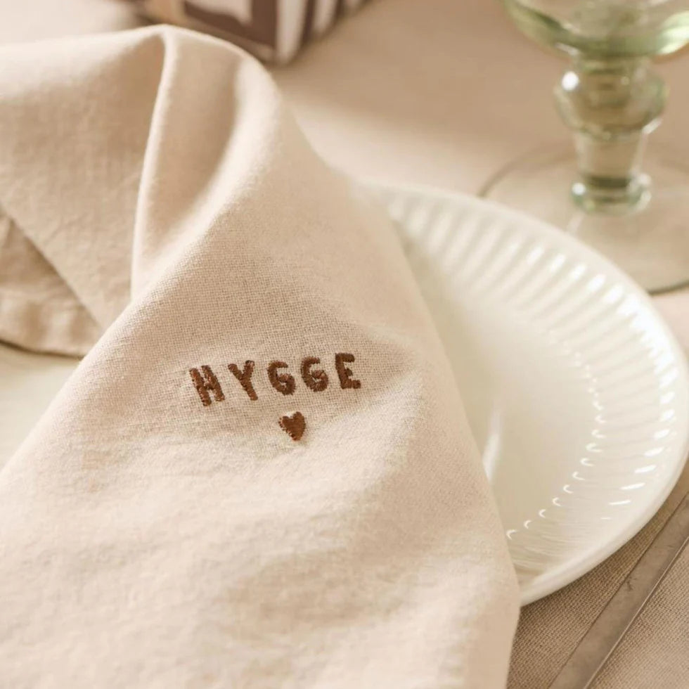 Ib Laursen Stoffserviette Tradition mit Hygge - leinenfarbig