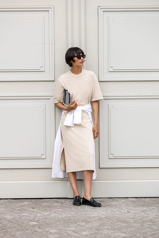 Senses. the label Kleid mit Seitenschlitzen - bleached sand
