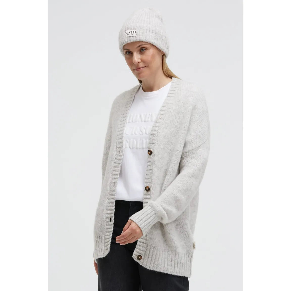 Senses. the Label Melierter Oversized Cardigan KO:FU - cozy grey melange