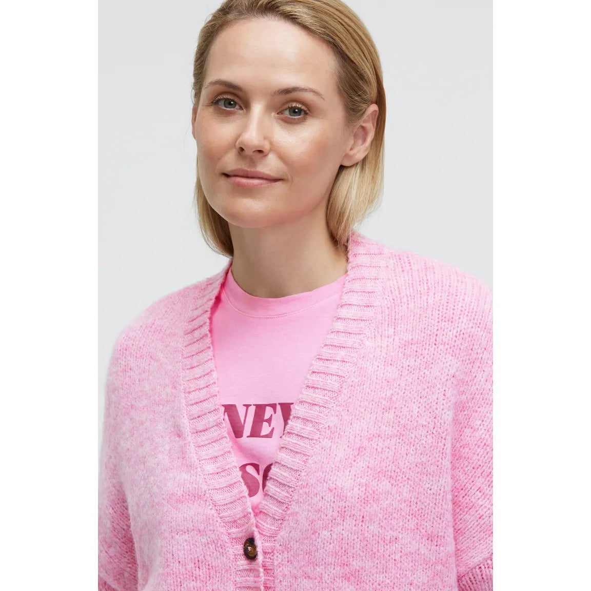 Senses. the Label Melierter Oversized Cardigan KO:FU - rose pink melange