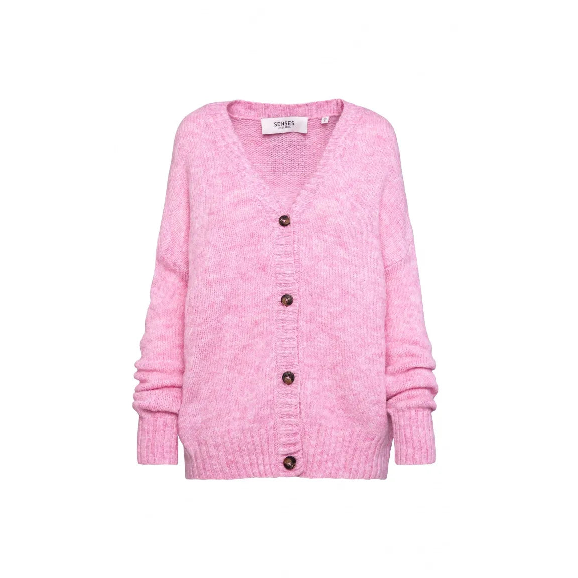 Senses. the Label Melierter Oversized Cardigan KO:FU - rose pink melange